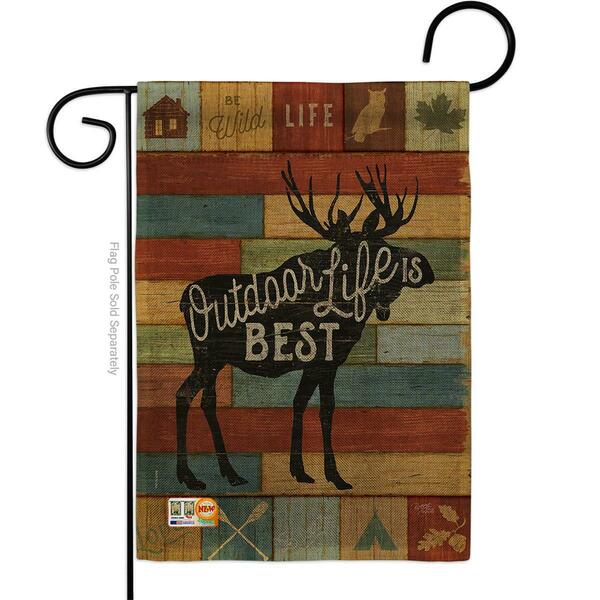 Gardencontrol 13 x 18.5 in. Outdoor Life Is Best Burlap Nature Impressions  Vertical Double Sided Garden Flag GA1486659